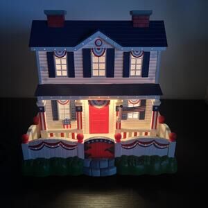 Avon Gift Collection Patriotic Lights Fiber Optic 4th Of July House Original Box
